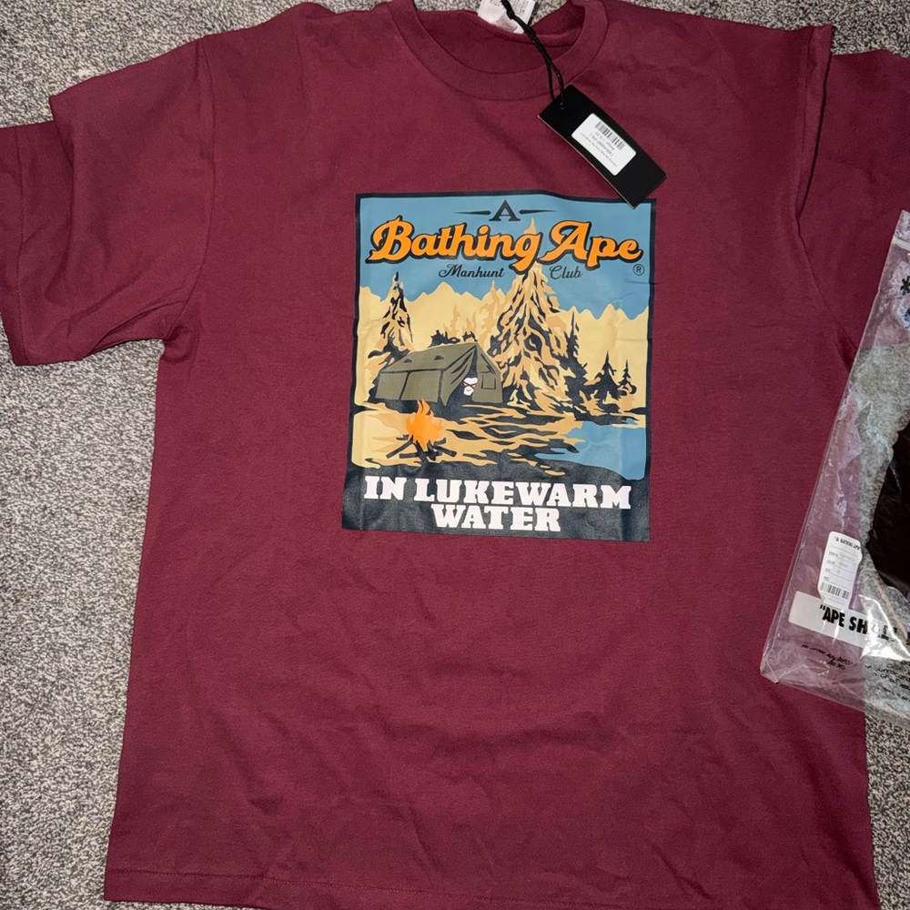 A Bathing Ape Burgundy Graphic Tee